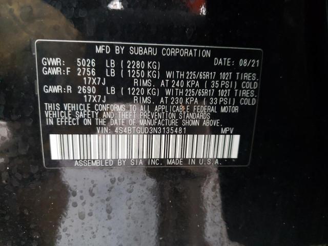 2022 SUBARU OUTBACK WI 4S4BTGUD3N3135481