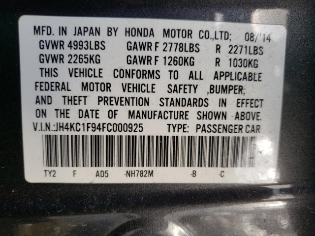 2015 ACURA RLX ADVANC JH4KC1F94FC000925
