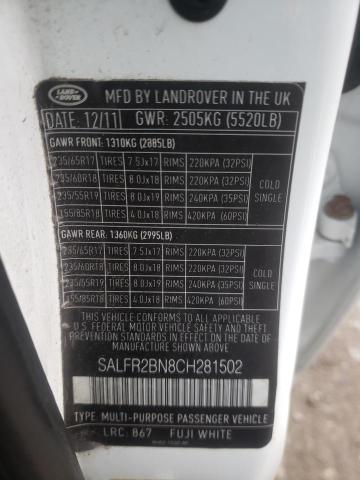 2012 LAND ROVER LR2 HSE SALFR2BN8CH281502