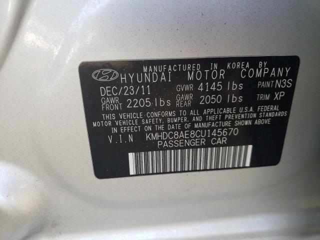 2012 HYUNDAI ELANTRA TO KMHDC8AE8CU145670