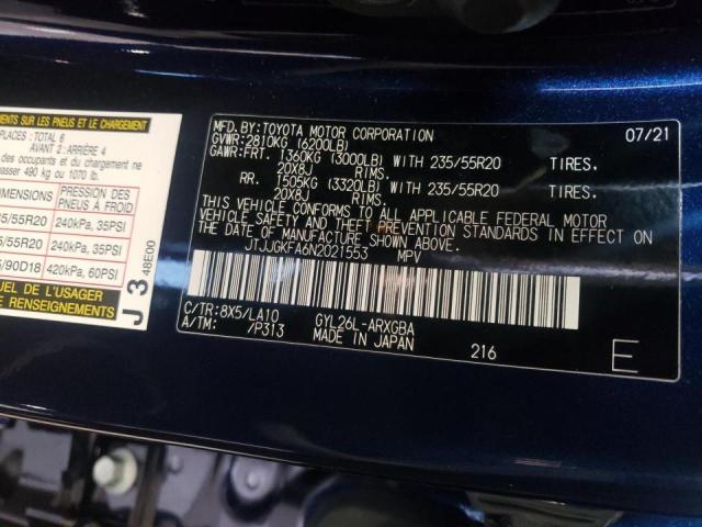 2022 LEXUS RX 450H L JTJJGKFA6N2021553