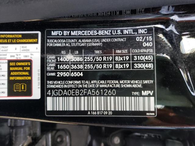 2015 MERCEDES-BENZ ML 250 BLU 4JGDA0EB2FA561260