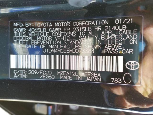 2021 TOYOTA COROLLA SE JTDM4MCE5MJ073384