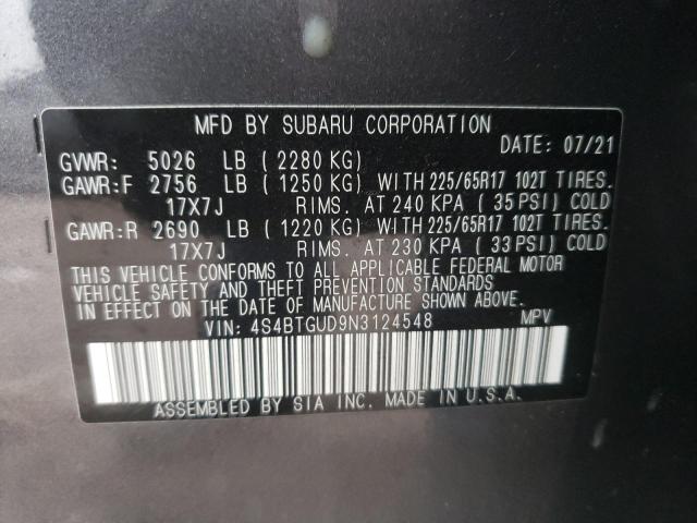 2022 SUBARU OUTBACK WI 4S4BTGUD9N3124548