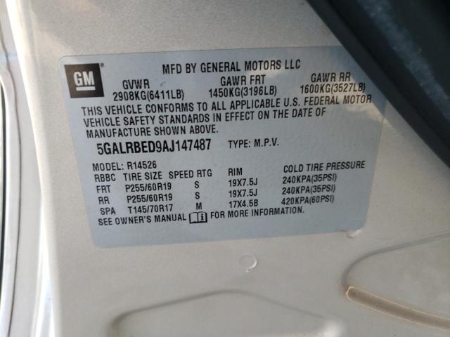 2010 BUICK ENCLAVE CX 5GALRBED9AJ147487