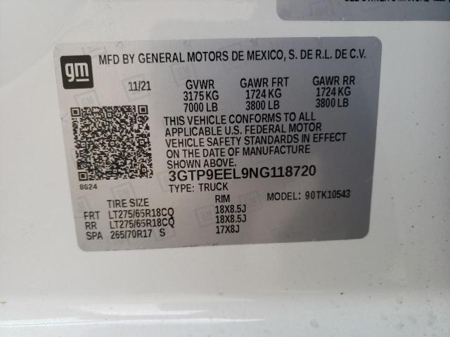2022 GMC SIERRA 150 3GTP9EEL9NG118720