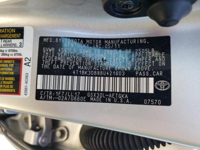 2011 TOYOTA AVALON BAS 4T1BK3DB8BU421603