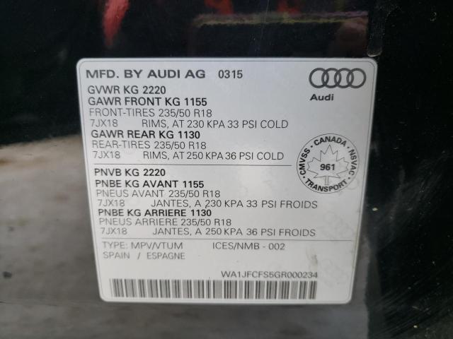 2016 AUDI Q3 PROGRES WA1JFCFS5GR000234
