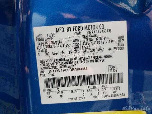 2013 FORD F150 SVT R 1FTFW1R60DFA66654