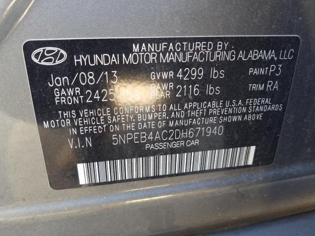 2013 HYUNDAI SONATA GLS 5NPEB4AC2DH671940
