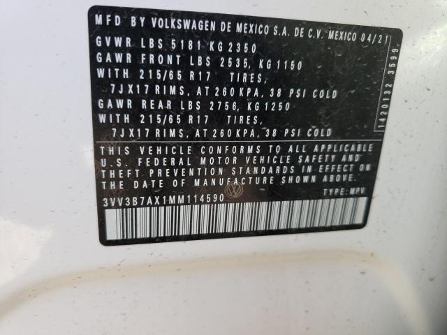3VV3B7AX1MM114590 Volkswagen Tiguan Se 2021. Фото: 9