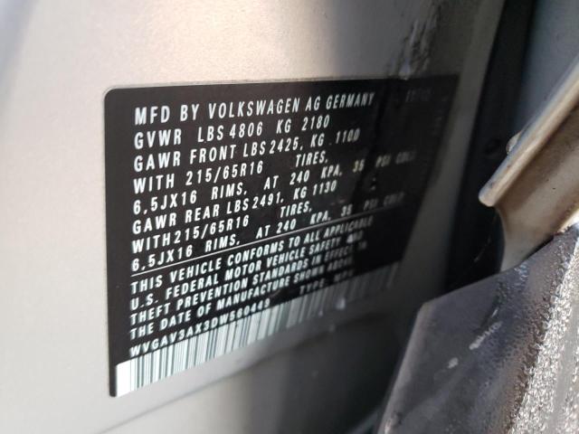WVGAV3AX3DW560449 Volkswagen Tiguan S 2013. Фото: 9