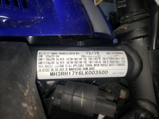2020 YAMAHA YZFR3 MH3RH17Y6LK003500