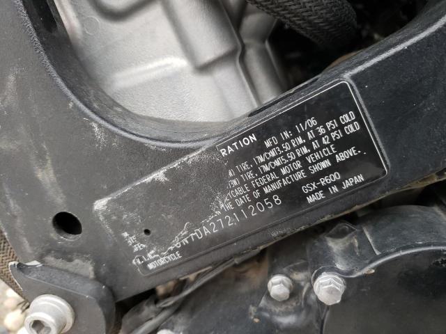 2007 SUZUKI GSX-R600 JS1GN7DA272112058