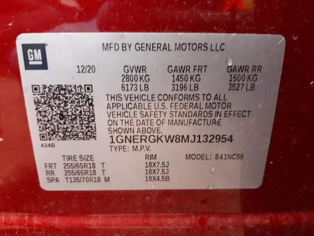 1GNERGKW8MJ132954 Chevrolet Traverse L 2021. Фото: 9