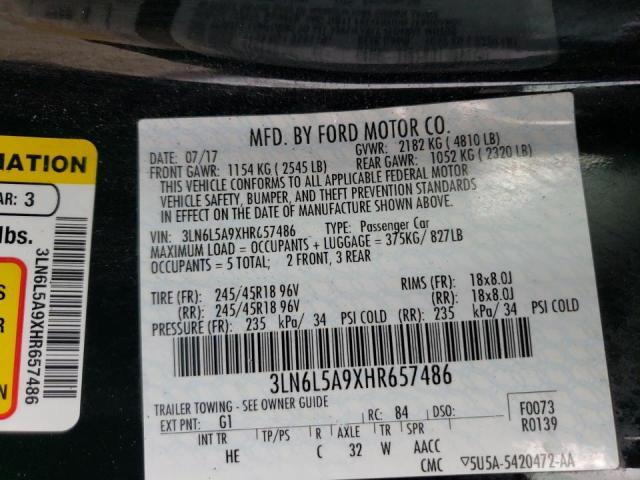 2017 LINCOLN MKZ PREMIE 3LN6L5A9XHR657486