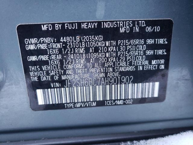 2010 SUBARU FORESTER X JF2SH6BC7AH901902