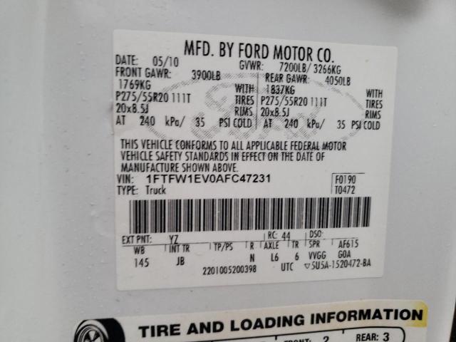 2010 FORD F150 SUPER - 1FTFW1EV0AFC47231