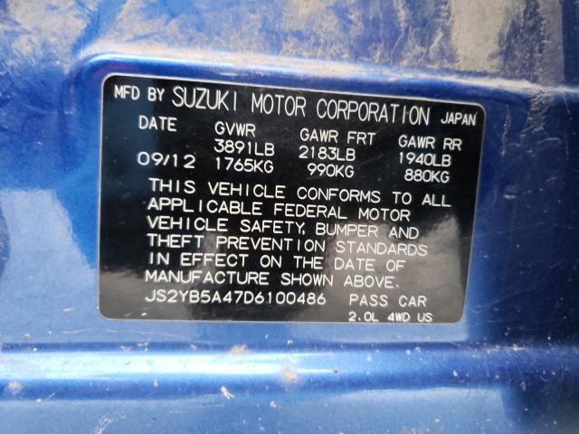 2013 SUZUKI SX4 TECHNO JS2YB5A47D6100486