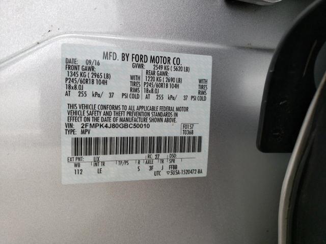 2FMPK4J80GBC50010 Ford Edge Sel 2016. Фото: 9