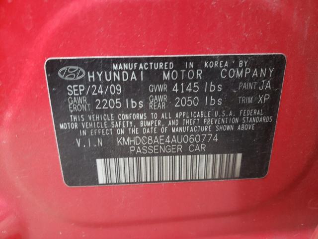 2010 HYUNDAI ELANTRA TO KMHDC8AE4AU060774