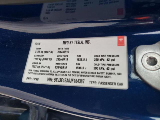 2018 TESLA MODEL 3 5YJ3E1EA0JF164387