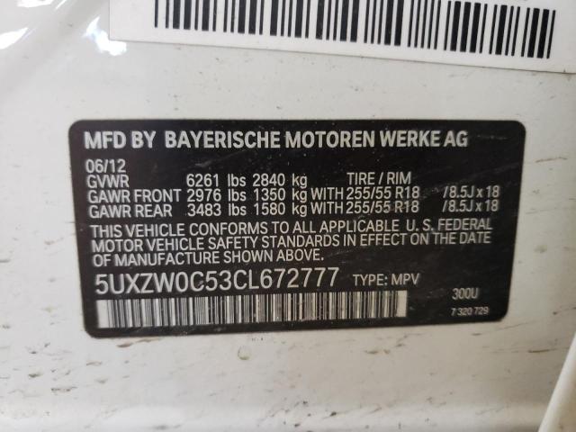2012 BMW X5 XDRIVE3 5UXZW0C53CL672777
