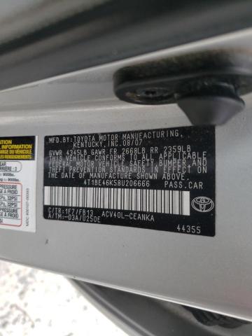 4T1BE46K58U206666 Toyota Camry Ce 2008. Фото: 9