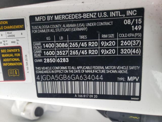 2016 MERCEDES-BENZ GLE 400 4M 4JGDA5GB6GA634044