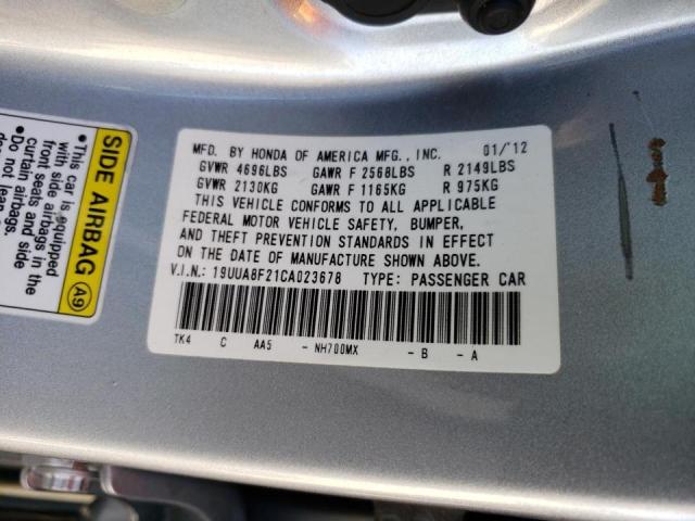 2012 ACURA TL 19UUA8F21CA023678