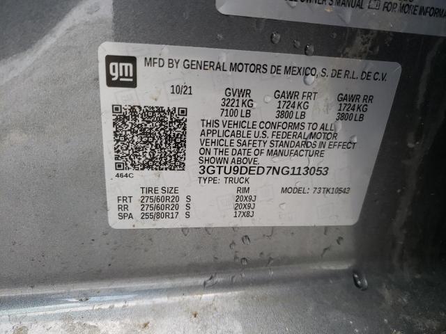2022 GMC K1500 3GTU9DED7NG113053