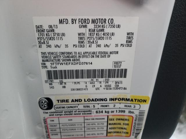 2013 FORD F-150 1FTFW1EFXDFD37614
