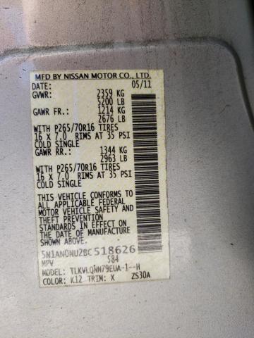 2011 NISSAN XTERRA OFF 5N1AN0NU2BC518626