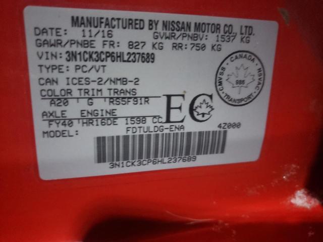 2017 NISSAN MICRA 3N1CK3CP6HL237689