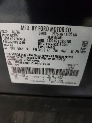 2017 FORD EXPLOR XLT 1FM5K8DH5HGA15025