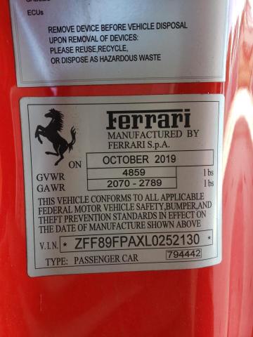 2020 FERRARI PORTOFINO ZFF89FPAXL0252130