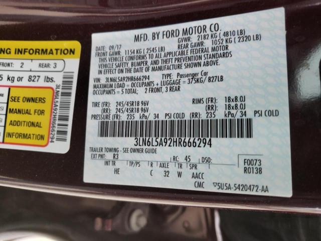 2017 LINCOLN MKZ PREMIE 3LN6L5A92HR666294