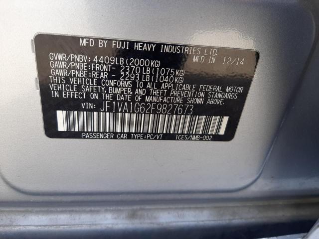 2015 SUBARU WRX LIMITE JF1VA1G62F9827673