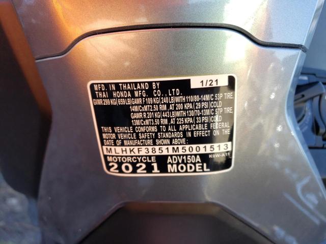 2021 HONDA ADV150 A MLHKF3851M5001513