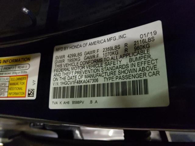 2019 HONDA ACCORD EX 1HGCV1F48KA047306