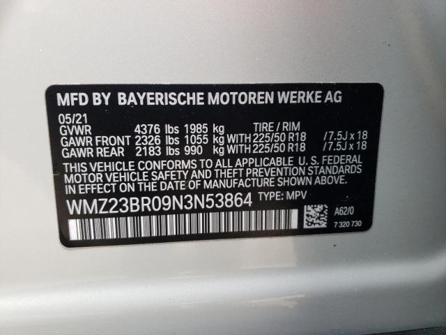 2022 MINI COOPER COU WMZ23BR09N3N53864