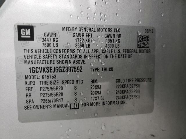 2016 CHEVROLET SILVERADO 1GCVKSEJ6GZ387592