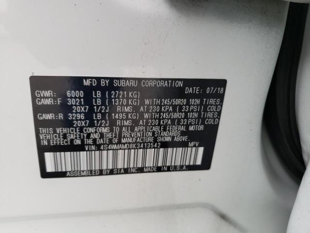 2019 SUBARU ASCENT LIM 4S4WMAMD8K3413542