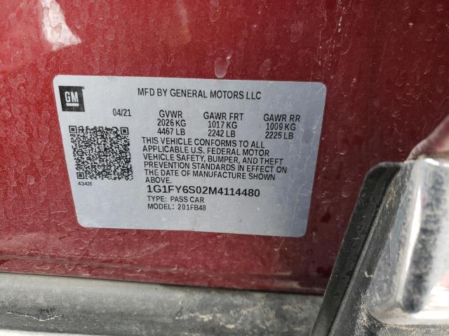 2021 CHEVROLET BOLT EV LT 1G1FY6S02M4114480