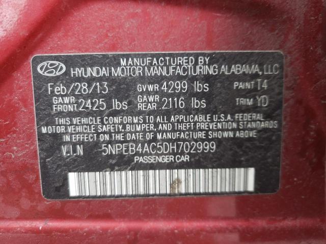 2013 HYUNDAI SONATA GLS 5NPEB4AC5DH702999