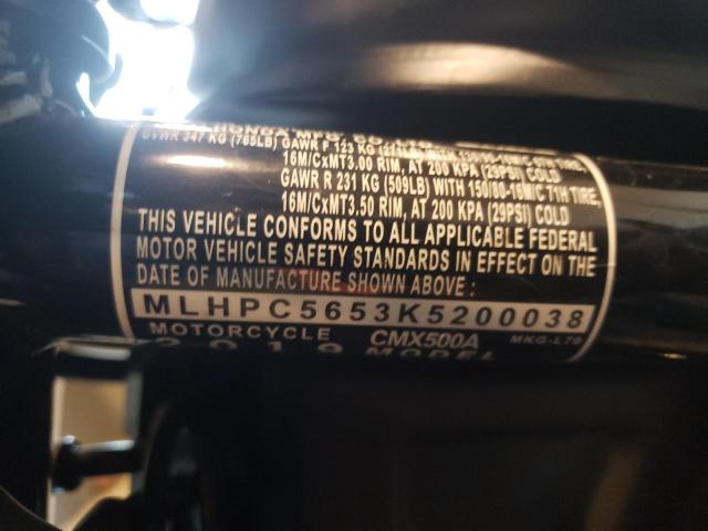 2019 HONDA CMX500 A MLHPC5653K5200038