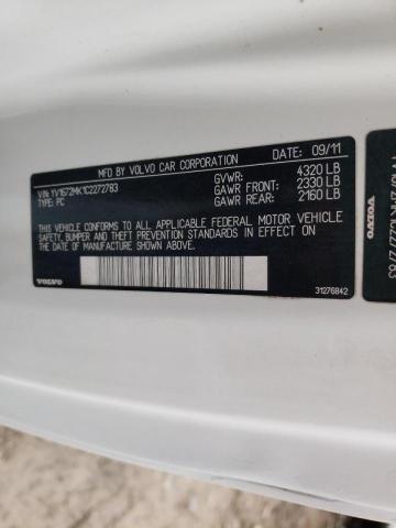 2012 VOLVO C30 T5 YV1672MK1C2272783