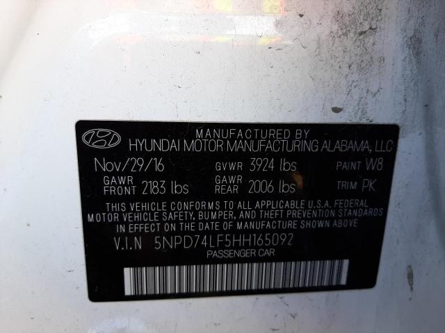 2017 HYUNDAI ELANTRA SE 5NPD74LF5HH165092