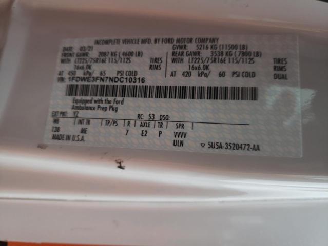 2022 FORD ECONOLINE 1FDWE3FN7NDC10316