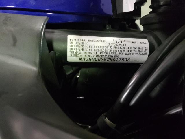 2018 YAMAHA YZFR3 MH3RH06Y8JK017536